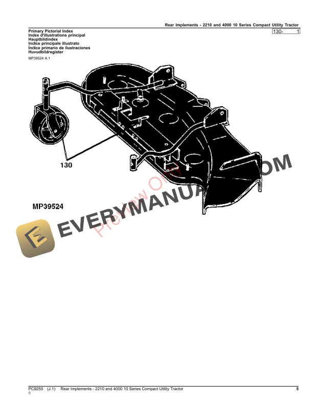 John Deere REAR IMPLEMENTS-22104000 TEN SERIES COMPACT UTILITY TRACTORS Parts Catalog PC9255 19NOV23-5