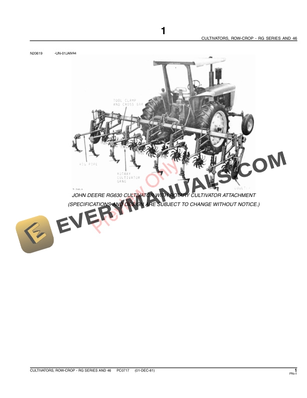 John Deere RG Series and 46 Row Crop Cultivators Parts Catalog PC0717 01APR08 3