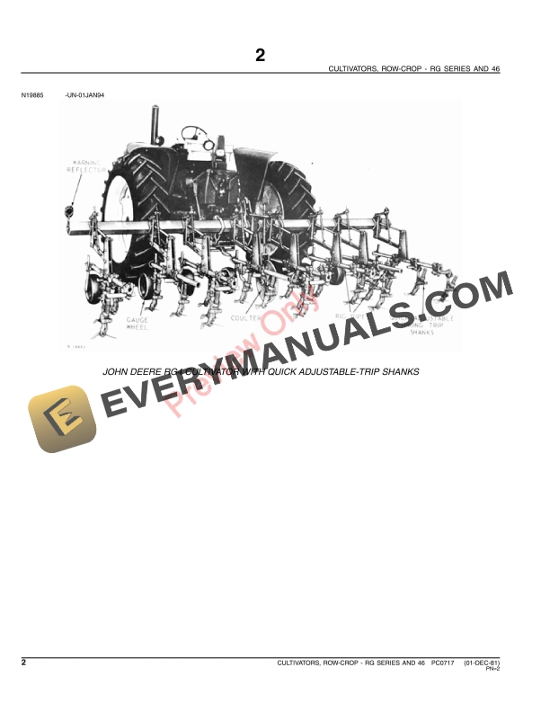 John Deere RG Series and 46 Row Crop Cultivators Parts Catalog PC0717 01APR08 4