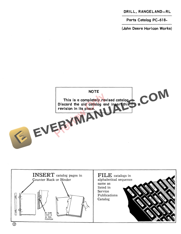 John Deere RL Rangeland Drill Parts Catalog PC618 01JAN64-1