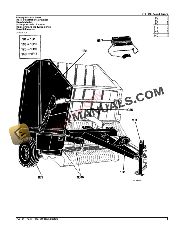 John Deere ROUND BALERS 410,510 Parts Catalog PC3161 20SEP21-3