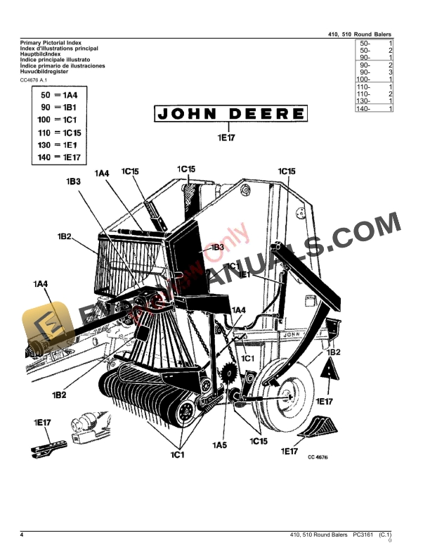 John Deere ROUND BALERS 410,510 Parts Catalog PC3161 20SEP21-4