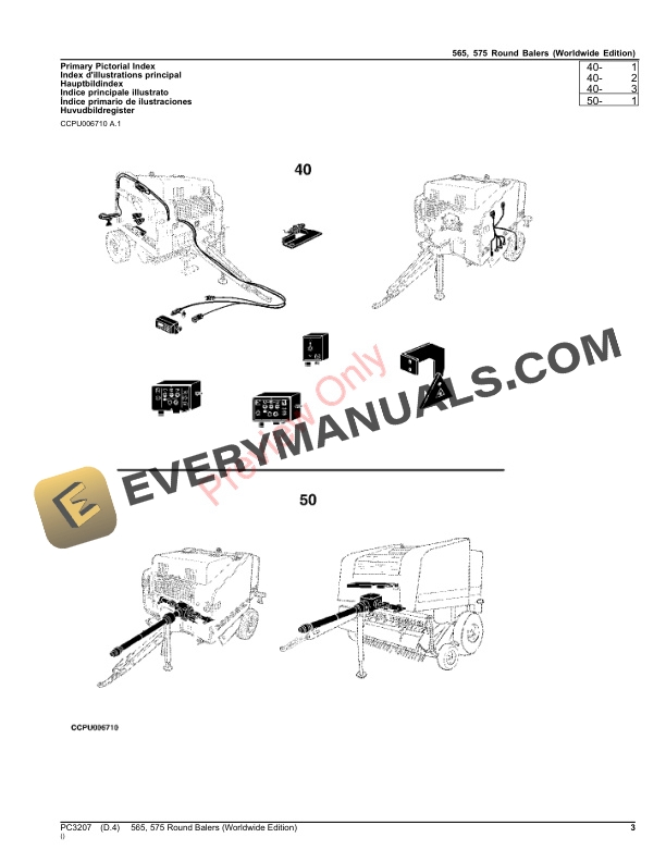 John Deere ROUND BALERS 565, 575 Parts Catalog PC3207 15SEP22-3