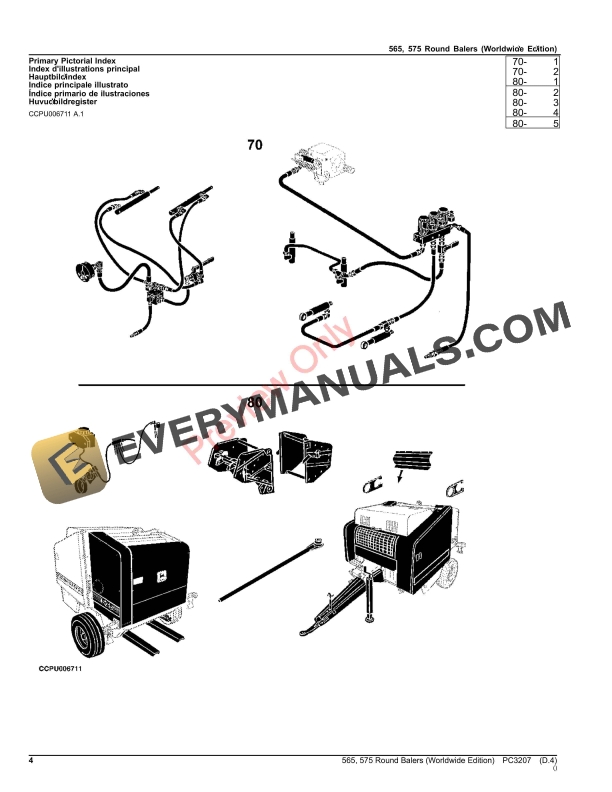 John Deere ROUND BALERS 565, 575 Parts Catalog PC3207 15SEP22-4