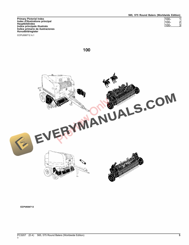 John Deere ROUND BALERS 565, 575 Parts Catalog PC3207 15SEP22-5