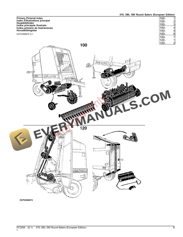 John Deere ROUND BALERS 570,580,590 Parts Catalog PC3206 07FEB22-5