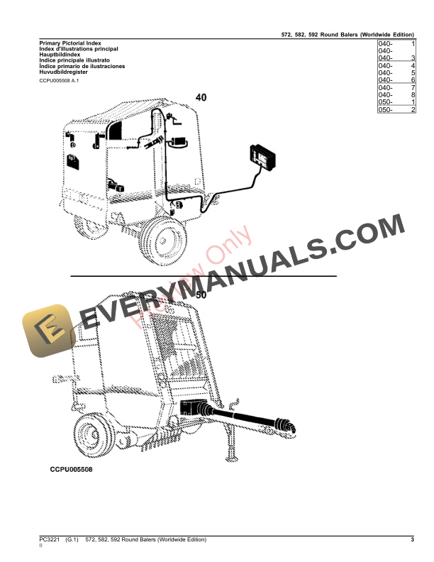 John Deere ROUND BALERS 572, 582, 592 Parts Catalog PC3221 08MAR23-3