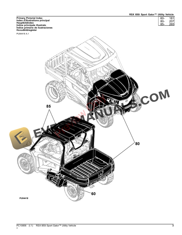 John Deere RSX 850i Sport Gator Utility Vehicle Parts Catalog PC10856 15OCT23 4 John Deere RSX 850i Sport Gator Utility Vehicle Parts Catalog PC10856 15OCT23 3