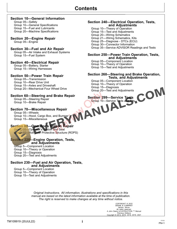 John Deere RSX850i Gator Recreational Vehicle 010001 Technical Manual TM109919 20JUL22 3