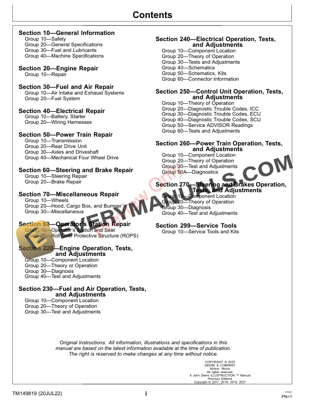 John Deere RSX860E and RSX860M Gator Recreational Vehicles 010001 Technical Manual TM149819 20JUL22 3