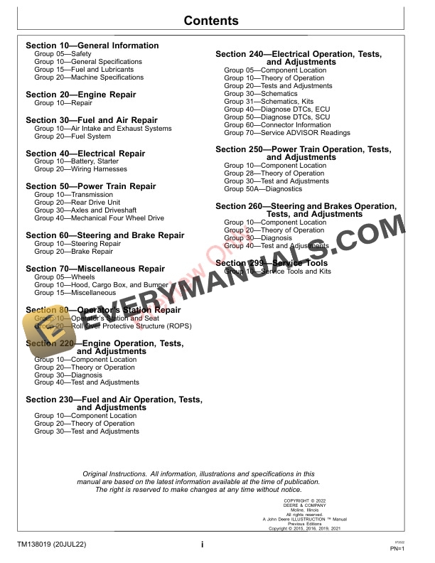 John Deere RSX860i Gator Recreational Vehicle 010001 Technical Manual TM138019 20JUL22 3
