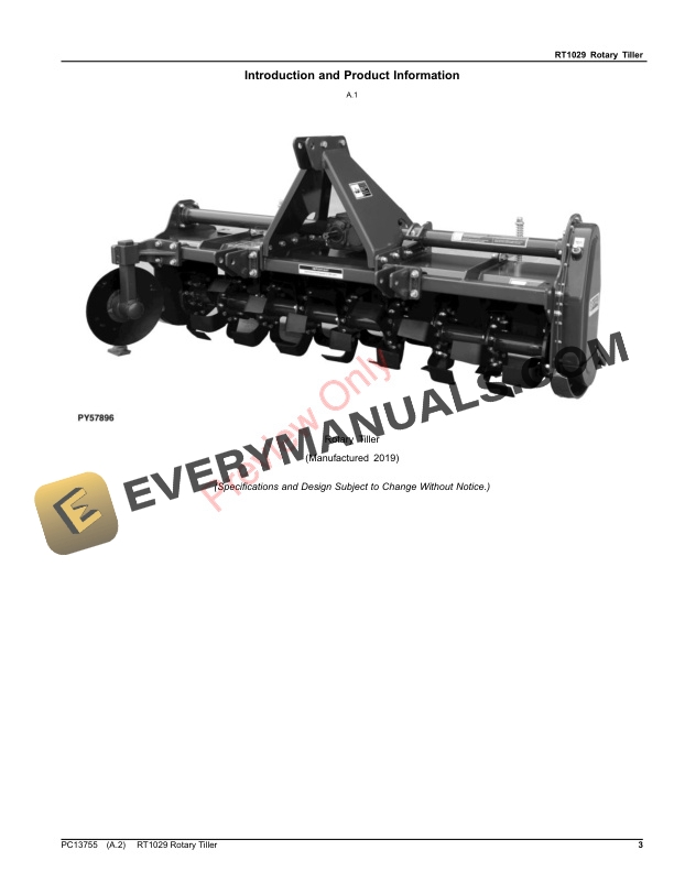 John Deere RT1029 Rotary Tiller Parts Catalog PC13755 03SEP23-3