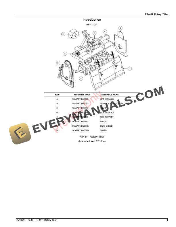 John Deere RT4411 Rotary Tiller Parts Catalog PC13514 11JUN21-3