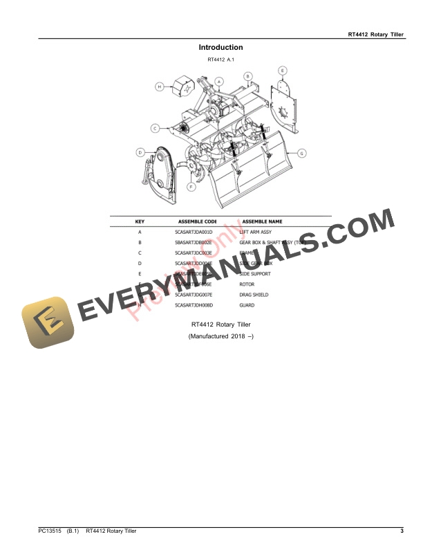 John Deere RT4412 Rotary Tiller Parts Catalog PC13515 11JUN21 4 John Deere RT4412 Rotary Tiller Parts Catalog PC13515 11JUN21-3