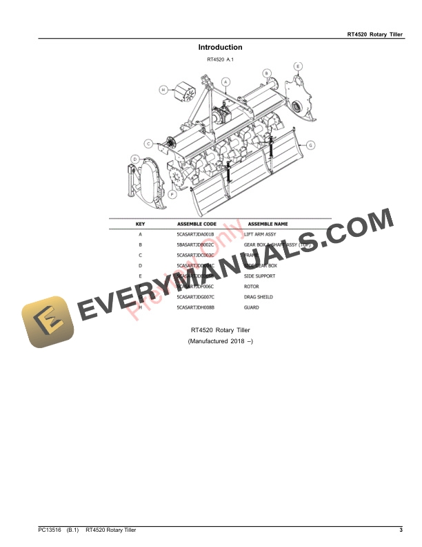 John Deere RT4520 Rotary Tiller Parts Catalog PC13516 31DEC21-3