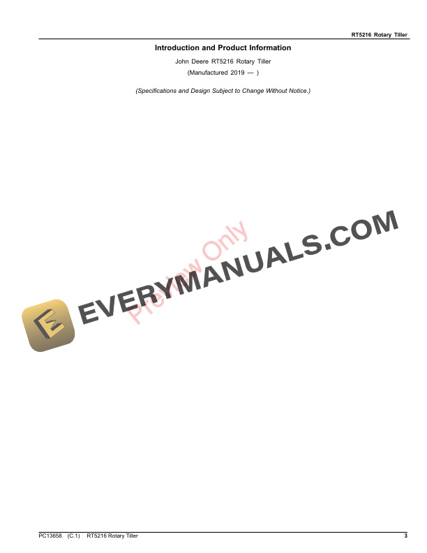 John Deere RT5216 Rotary Tiller Parts Catalog PC13658 04JAN21-3