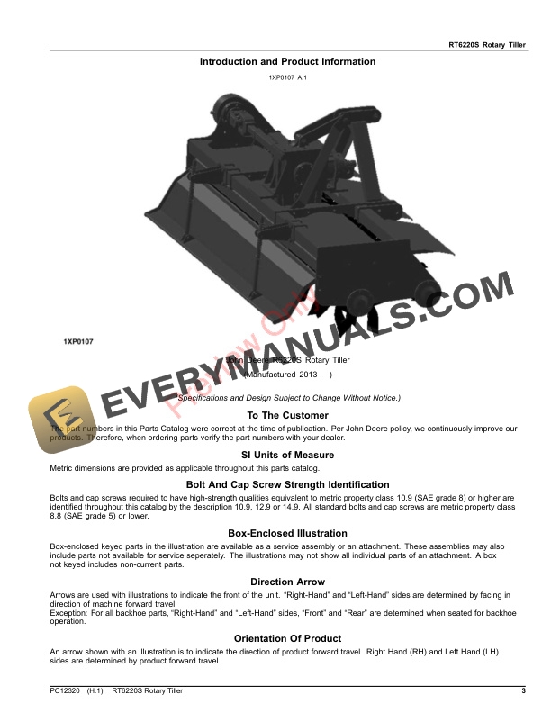 John Deere RT6220S Rotary Tiller Parts Catalog PC12320 06AUG23-3