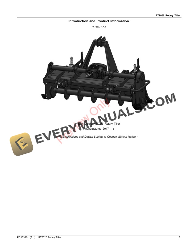 John Deere RT7026 Rotary Tiller Parts Catalog PC13390 9OCT17-3