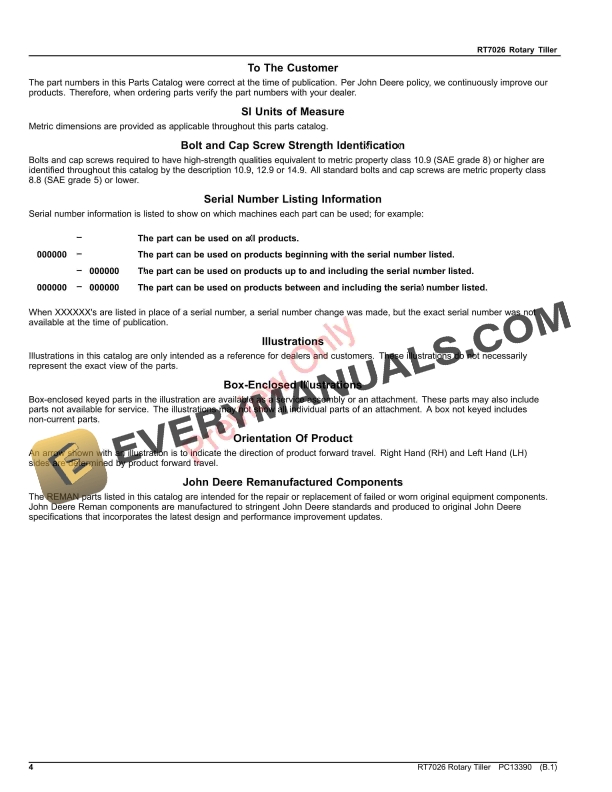 John Deere RT7026 Rotary Tiller Parts Catalog PC13390 9OCT17-4