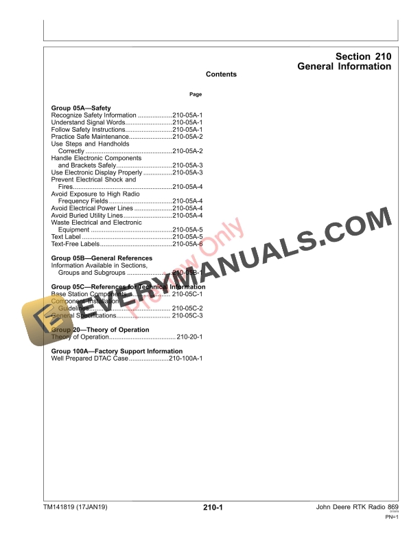 John Deere RTK Radio 869 Technical Manual TM141819 17JAN19 5