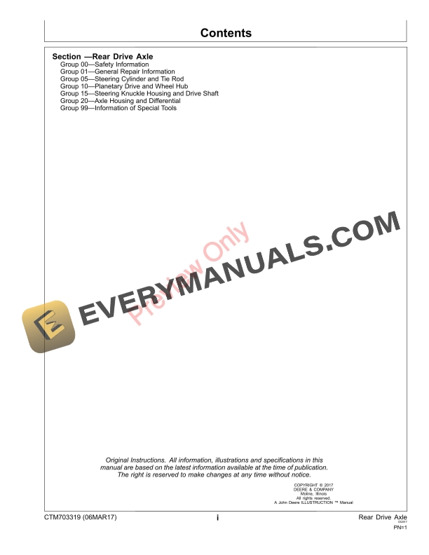 John Deere Rear Drive Axles Component Technical Manual CTM703319 06MAR17 5