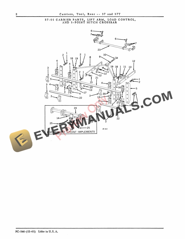 John Deere Rear Tool Carriers – 37, 37T Parts Catalog PC546 01DEC61-4