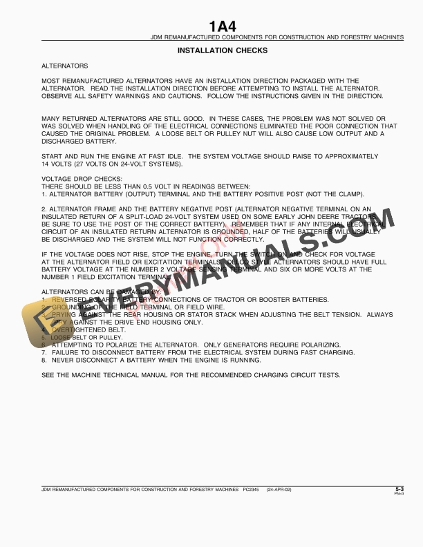 John Deere Remanufactured Components and Identification for CE Machines Parts Catalog PC2345 22APR05 6 John Deere Remanufactured Components and Identification for CE Machines Parts Catalog PC2345 22APR05-5