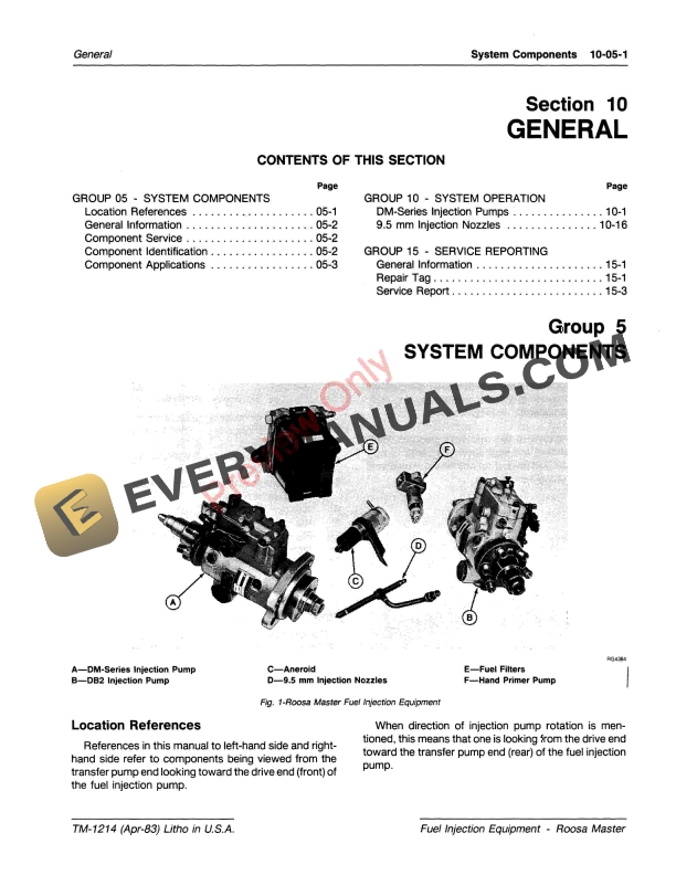 John Deere Roosa Fuel Injection Equipment Technical Manual TM1214 01APR85 5