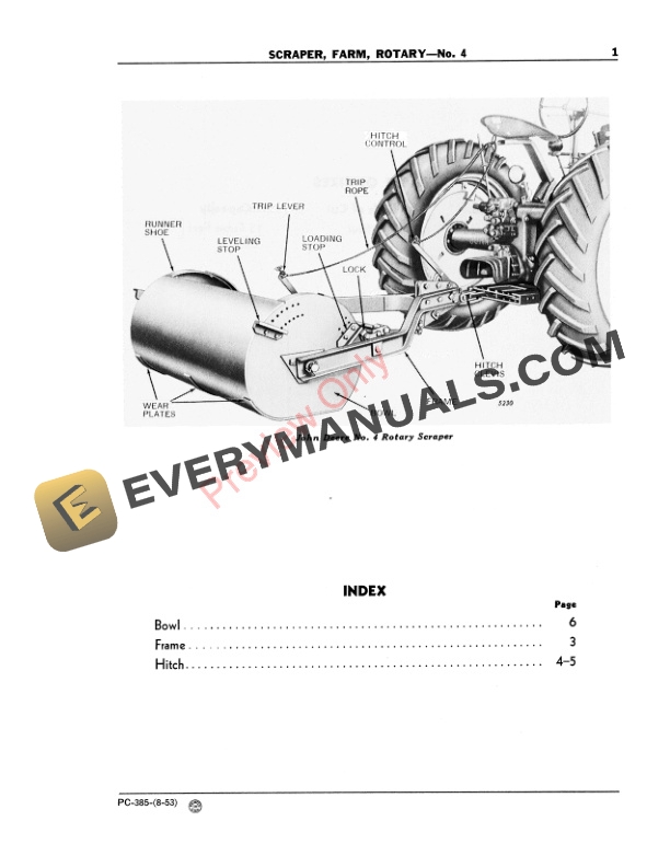 John Deere Rotary Farm Scraper – No. 4 Parts Catalog PC385 01MAY55-3