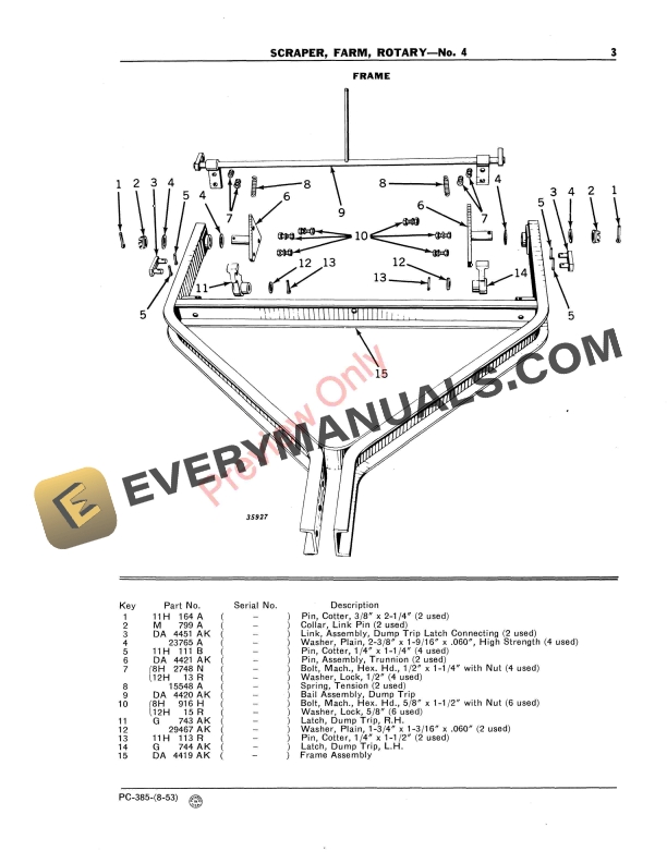 John Deere Rotary Farm Scraper – No. 4 Parts Catalog PC385 01MAY55-5