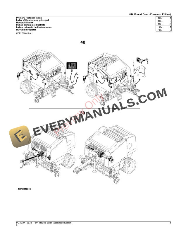 John Deere Round Baler 644 Parts Catalog PC3279 04JUL23-3