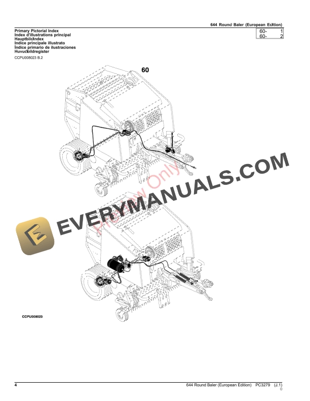 John Deere Round Baler 644 Parts Catalog PC3279 04JUL23-4
