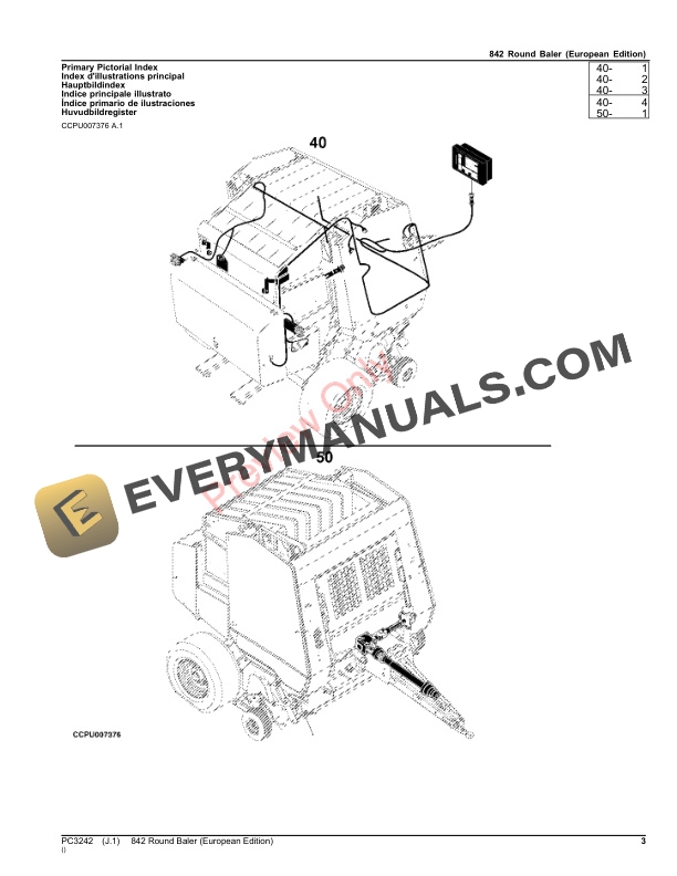 John Deere Round Baler 842 Parts Catalog PC3242 13OCT22-3