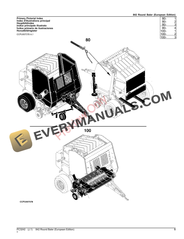 John Deere Round Baler 842 Parts Catalog PC3242 13OCT22-5