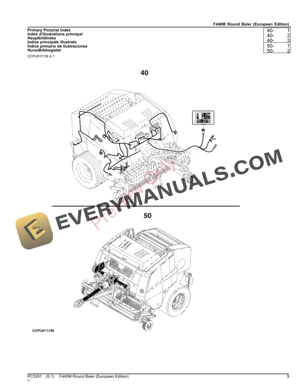 John Deere Round Baler F440M Parts Catalog PC3291 16NOV23-3