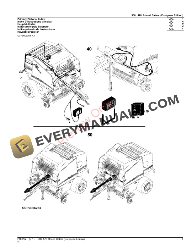 John Deere Round Balers 568, 578 Parts Catalog PC3222 08MAR23-3