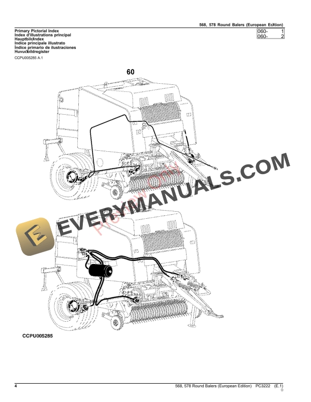 John Deere Round Balers 568, 578 Parts Catalog PC3222 08MAR23-4
