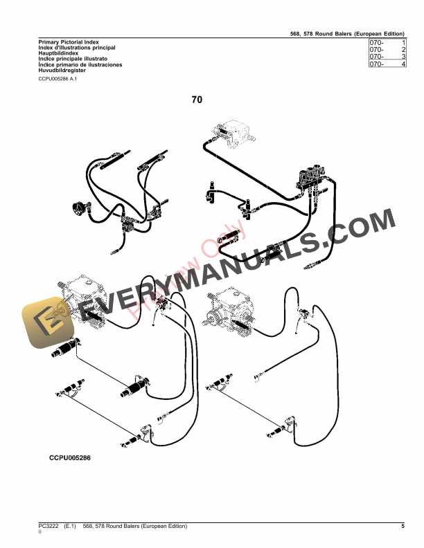 John Deere Round Balers 568, 578 Parts Catalog PC3222 08MAR23-5