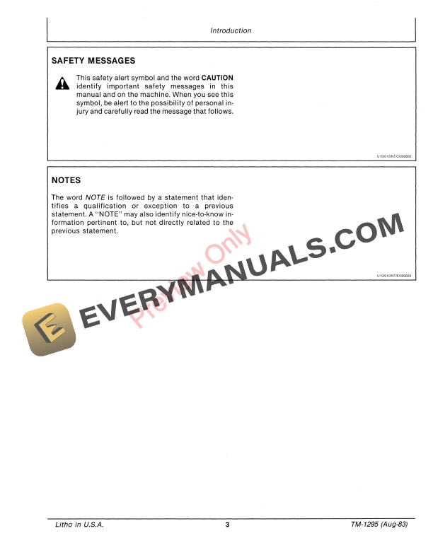 John Deere Row Crop 1 Row 2 Row 3 Row 4 Row Technical Manual TM1295 01AUG83 5
