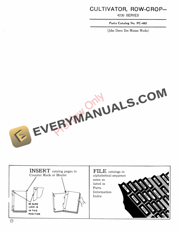 John Deere Row-Crop Cultivator – 4230 Series Parts Catalog PC465 01DEC56-1
