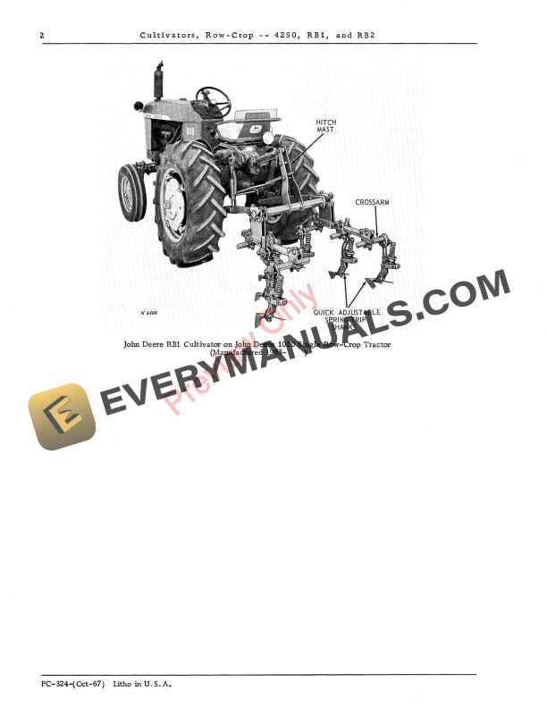 John Deere Row-Crop Cultivators – 4250, RB1, RB2 Parts Catalog PC324 01OCT67-4