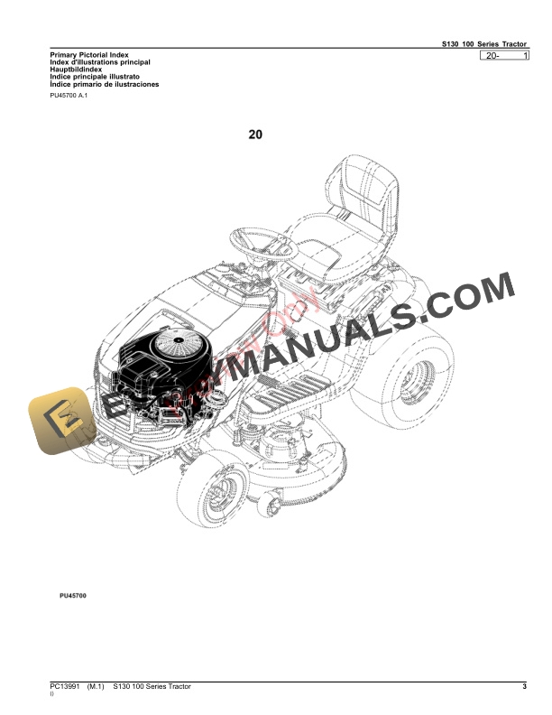John Deere S130 100 Series Tractor Parts Catalog PC13991 09SEP22-3