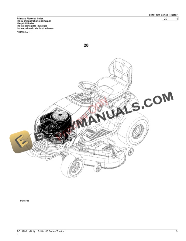 John Deere S140 100 Series Tractor Parts Catalog PC13992 09SEP22-3