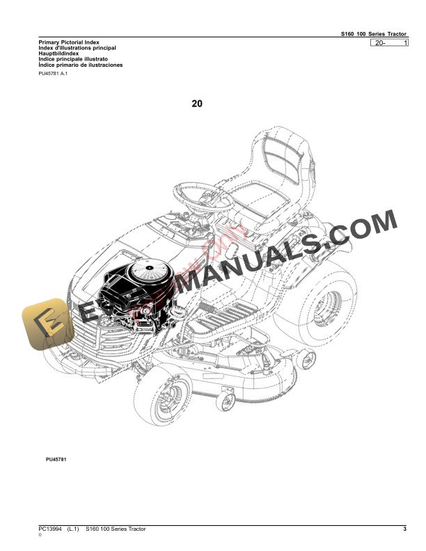 John Deere S160 100 Series Tractor Parts Catalog PC13994 15AUG22-3
