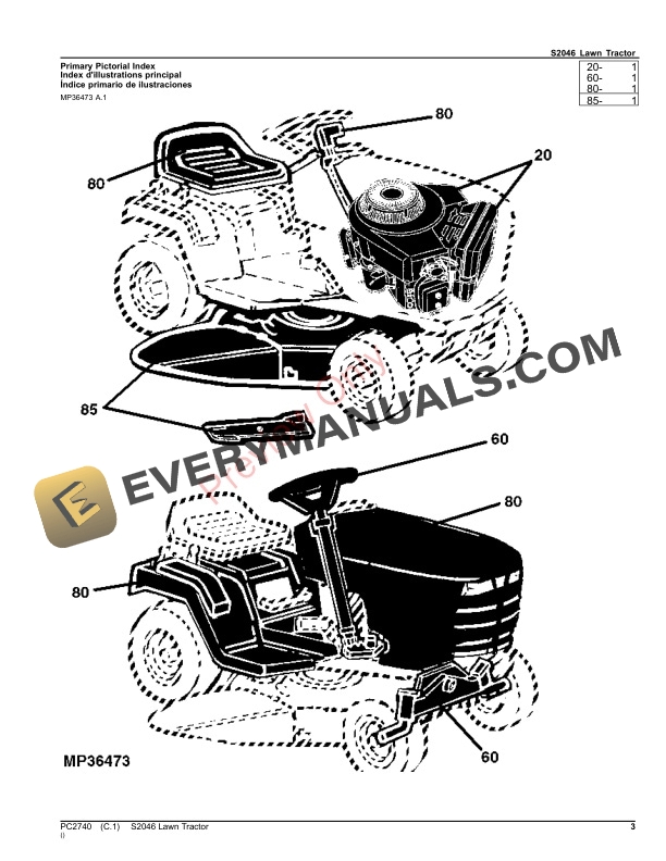 John Deere S2046 LAWN TRACTOR Parts Catalog PC2740 14SEP23-3