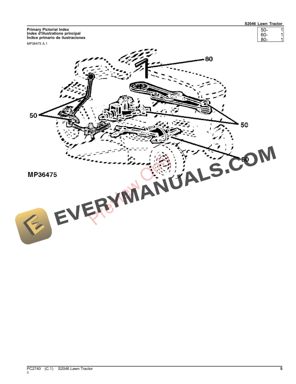 John Deere S2046 LAWN TRACTOR Parts Catalog PC2740 14SEP23-5