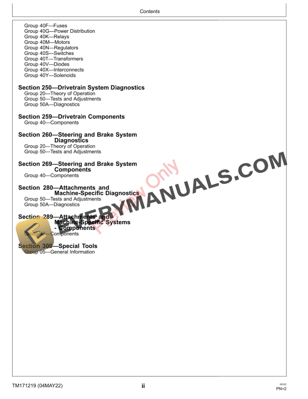 John Deere S220 010001 S240 880001 Riding Lawn Tractor Technical Manual TM171219 04MAY22 4
