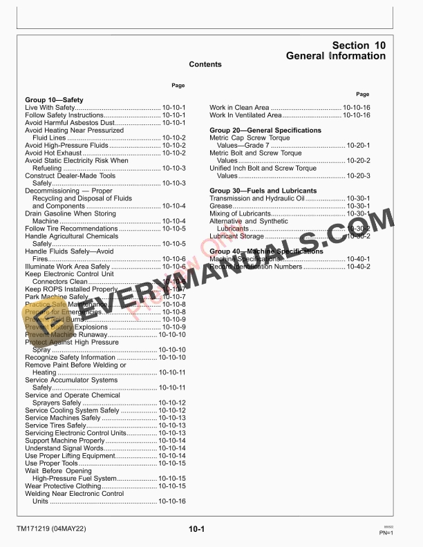 John Deere S220 010001 S240 880001 Riding Lawn Tractor Technical Manual TM171219 04MAY22 5