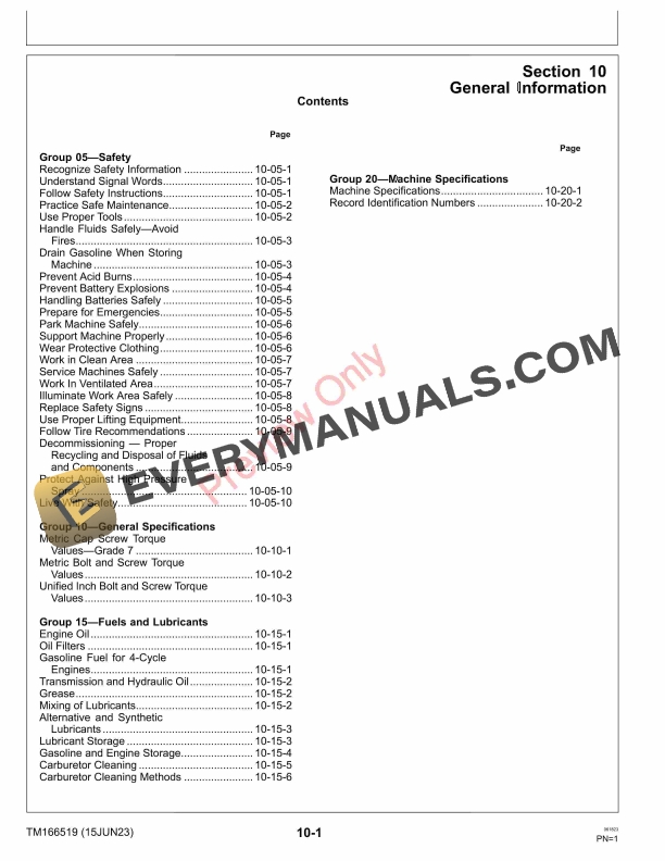 John Deere S220 S240 Riding Lawn Tractors 010001 Technical Manual TM166519 15JUN23 5