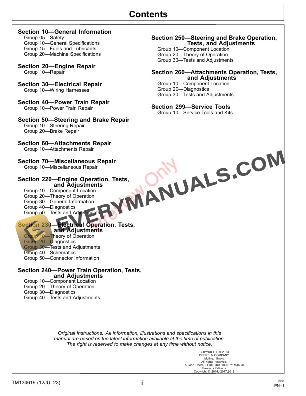 John Deere S240 Riding Lawn Tractors 010001 Technical Manual TM134619 12JUL23 3